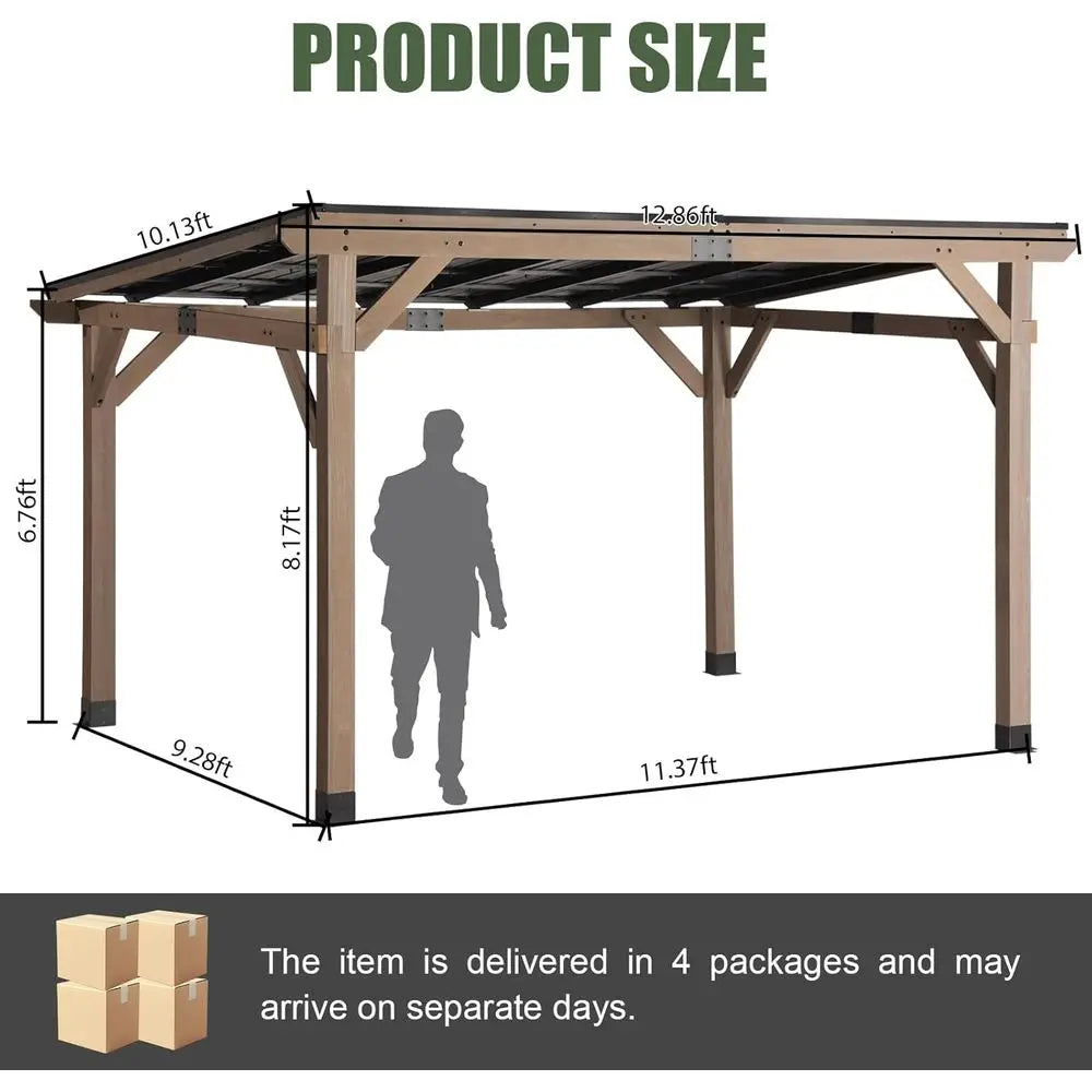 10' x 12' Cedar Pavilion with Sloped Galvanized Steel Roof