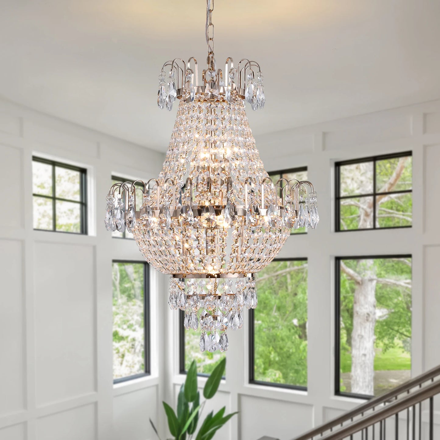 Elegant Gold and Crystal Chandelier