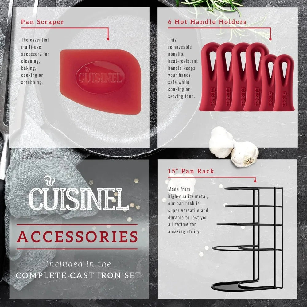 18-Piece Pre-Seasoned Cast Iron Cookware Set