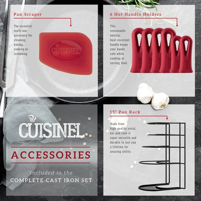 18-Piece Pre-Seasoned Cast Iron Cookware Set