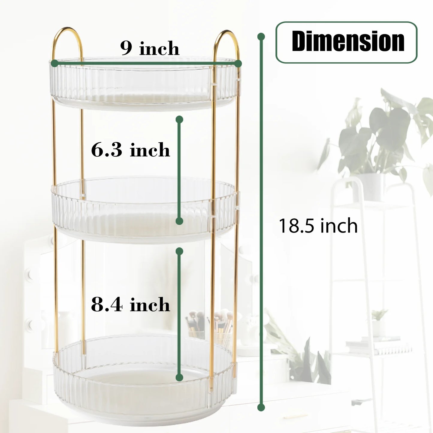 3 Tier Rotating Makeup Organizer for Vanity