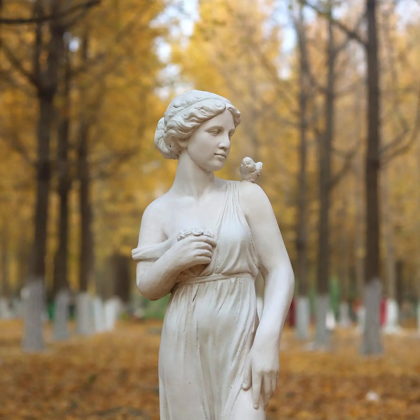 32 in Nymph Goddess of Greek Mythology Garden Statue  Sculpture  Roman Style Outdoor Patio Yard Lawn Porch Dr  Ivory