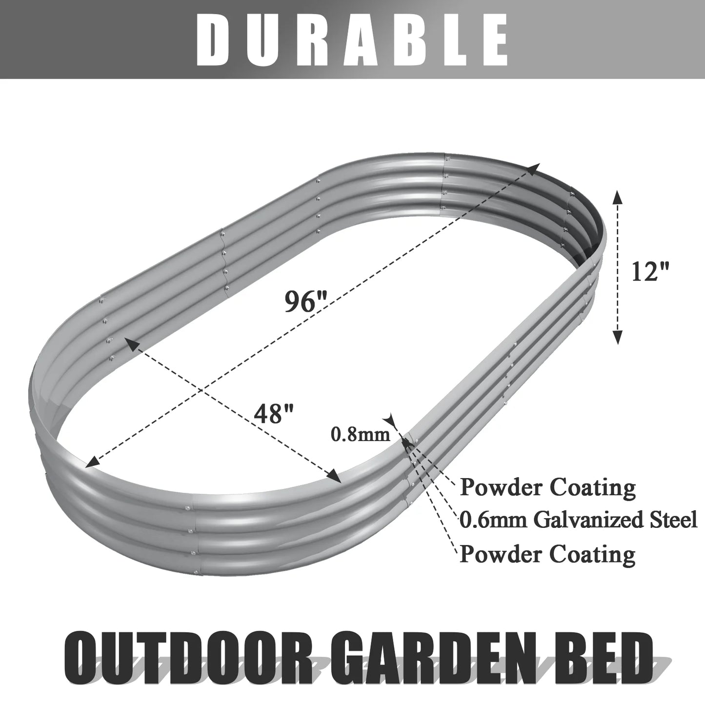 2 Pack 8x4x1FT Galvanized Raised Garden Bed, Outdoor Bottomless Planter Raised Beds for Vegetables Flowers Herbs, Easy Setup