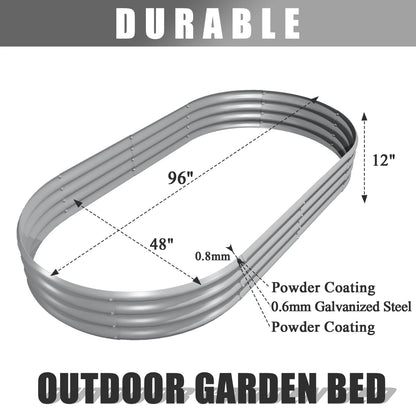 2 Pack 8x4x1FT Galvanized Raised Garden Bed, Outdoor Bottomless Planter Raised Beds for Vegetables Flowers Herbs, Easy Setup