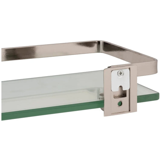 Glass Shelf with Nickel Rail Wall Mount