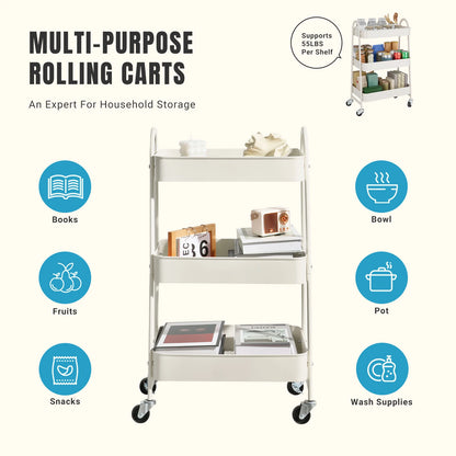 3 Tier Metal Kitchen Storage Cart