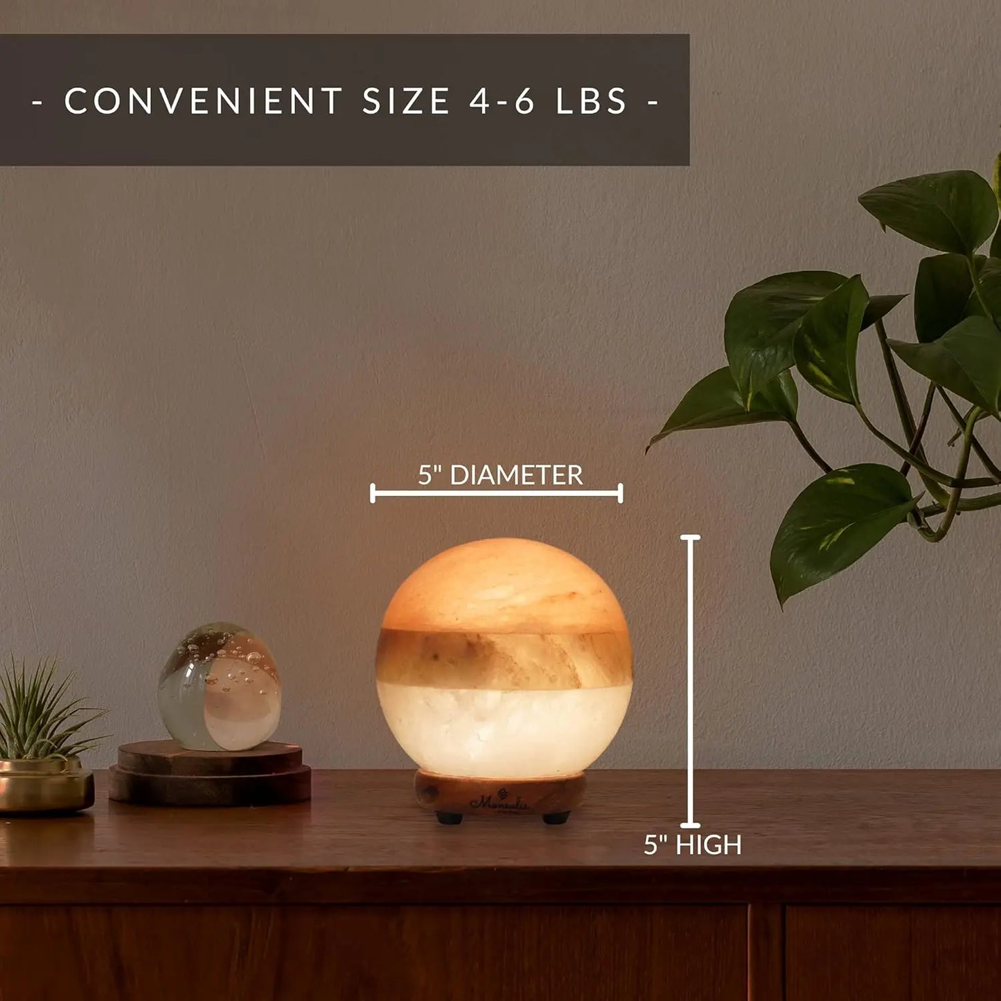 Illumination Himalayan Salt Lamp - Pink White Grey Globe with Dimmer, Adjustable Glow