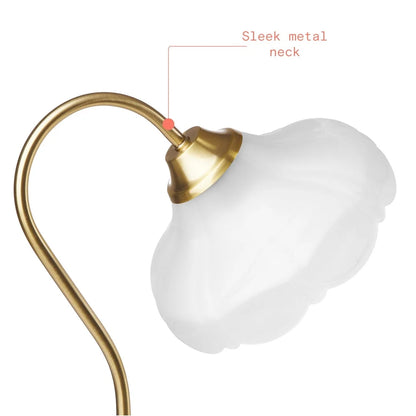 19in Gold Metal Table Lamp with Glass Petal Shade