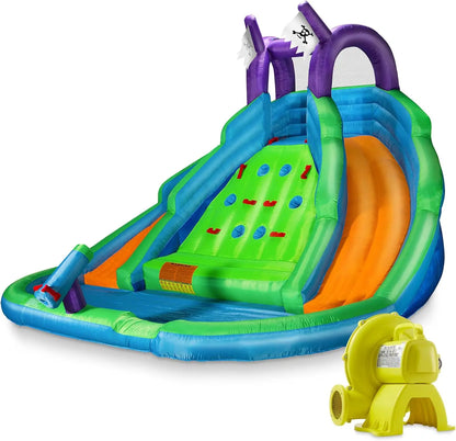 Bounce House for Kids with Climbing Wall, Water Slide, and Pool - Includes Blower