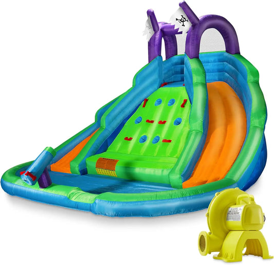 Bounce House for Kids with Climbing Wall, Water Slide, and Pool - Includes Blower