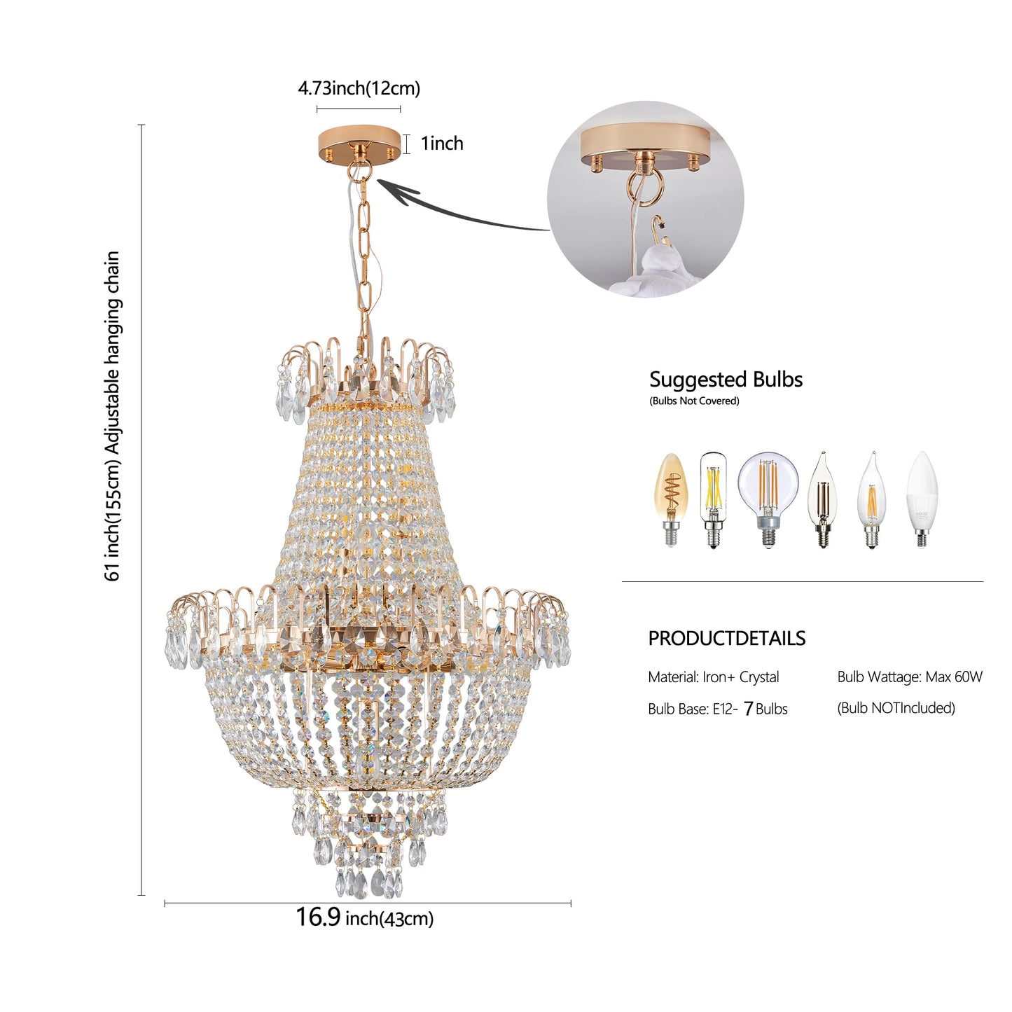 Elegant Gold and Crystal Chandelier