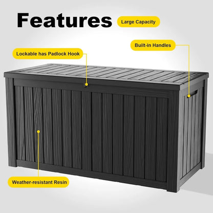 Waterproof 180 Gallon Outdoor Deck Box with Lock