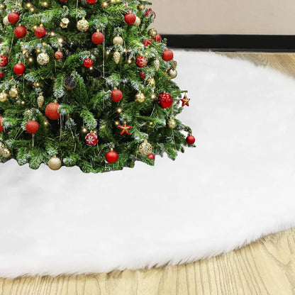 36inch White Plush Christmas Tree Skirt-6 Pieces