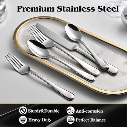20 Piece Ergonomic Stainless-Steel Flatware Set