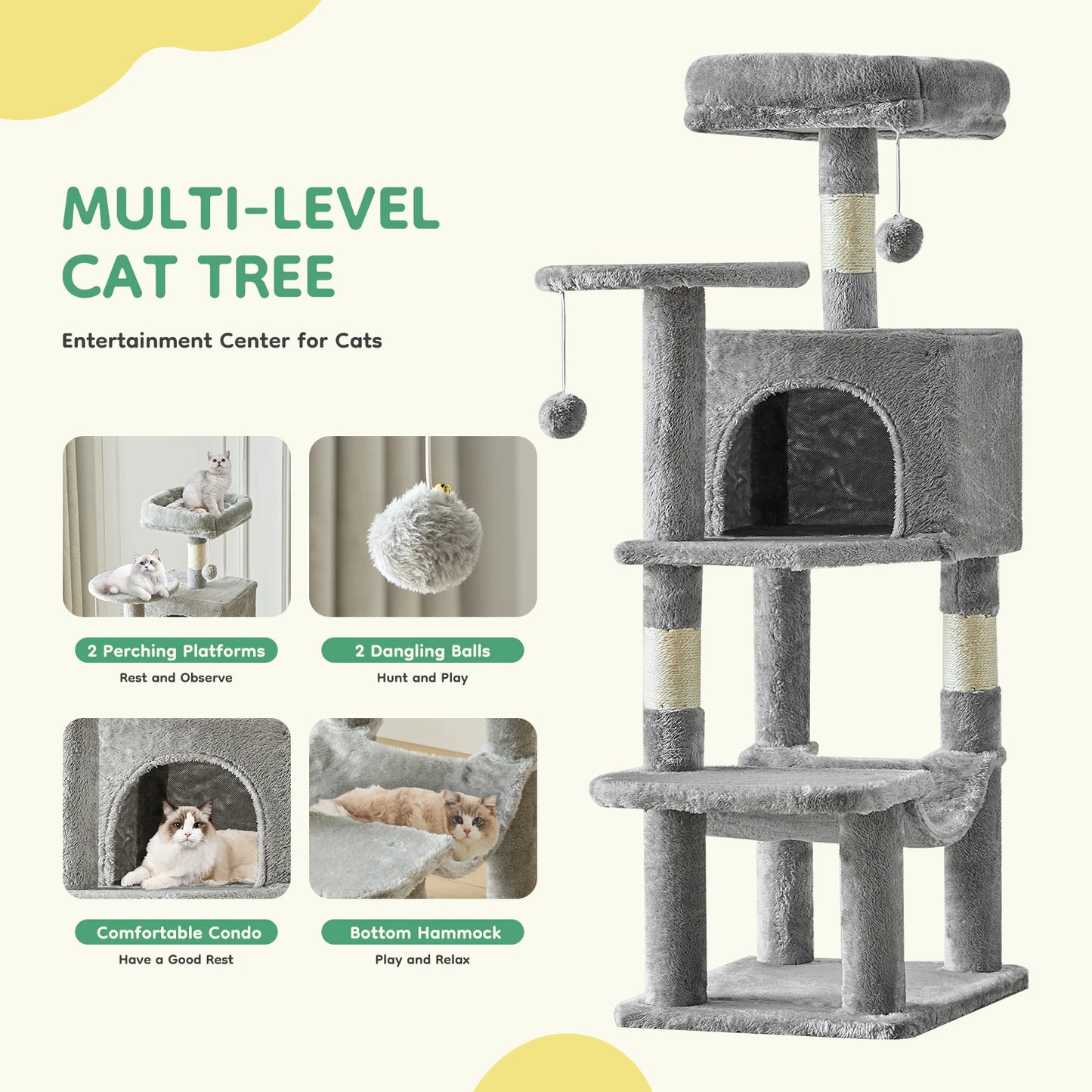 44In Tall Multi-Cat Climbing Tower