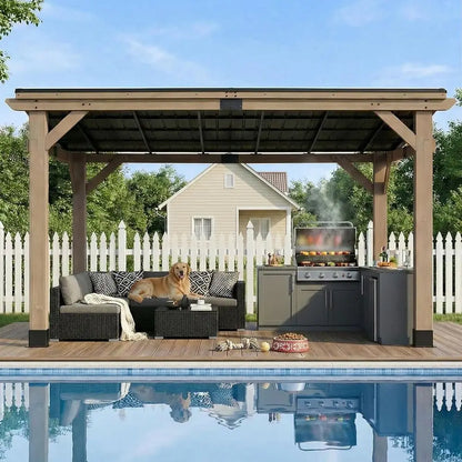 10' x 12' Cedar Pavilion with Sloped Galvanized Steel Roof