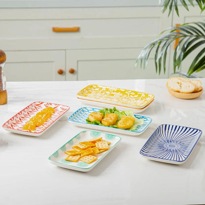 Set of 6 Ceramic Rectangle Serving Plates Set