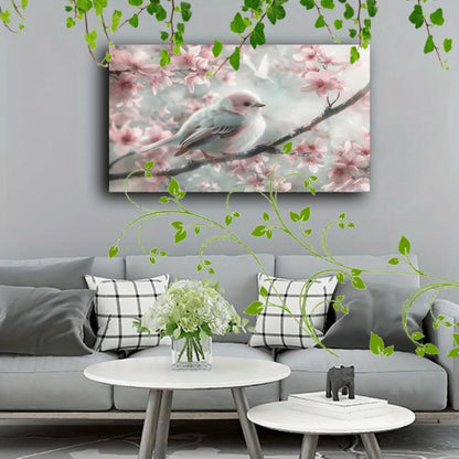 Lovely sophisticated fluffy bird and cherry blossom design