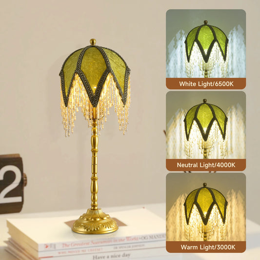 Vintage Victorian Style Tasseled Table Lamp