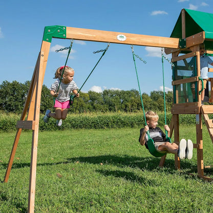 Buckley Hill Cedar Wood Swing Set with Wave Slide