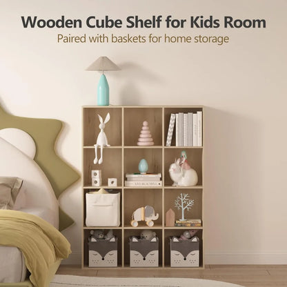 Wooden 12 Cube Storage Organizer, with Closed Back