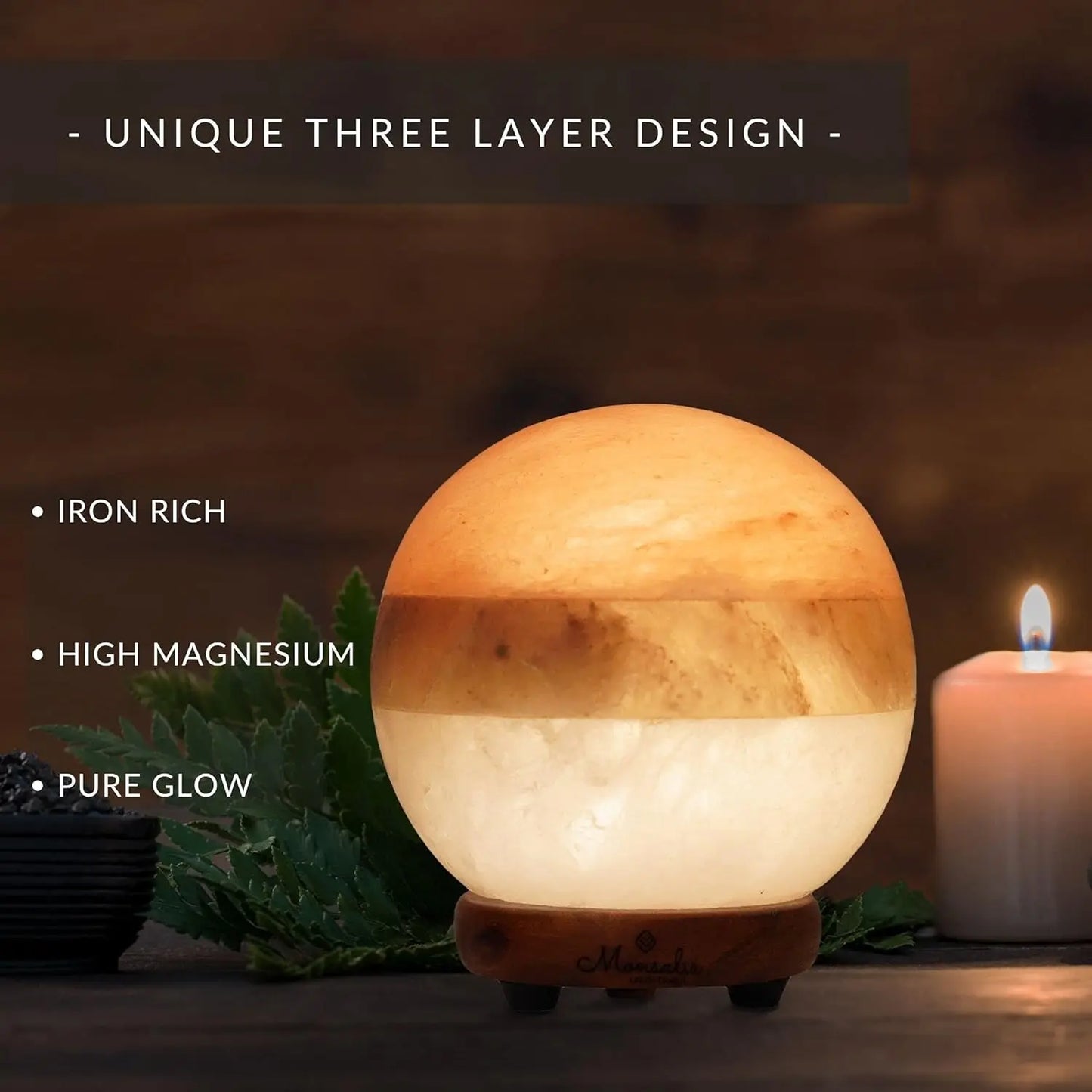 Illumination Himalayan Salt Lamp - Pink White Grey Globe with Dimmer, Adjustable Glow