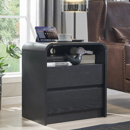 25" Tall Modern Nightstand with Charging Station