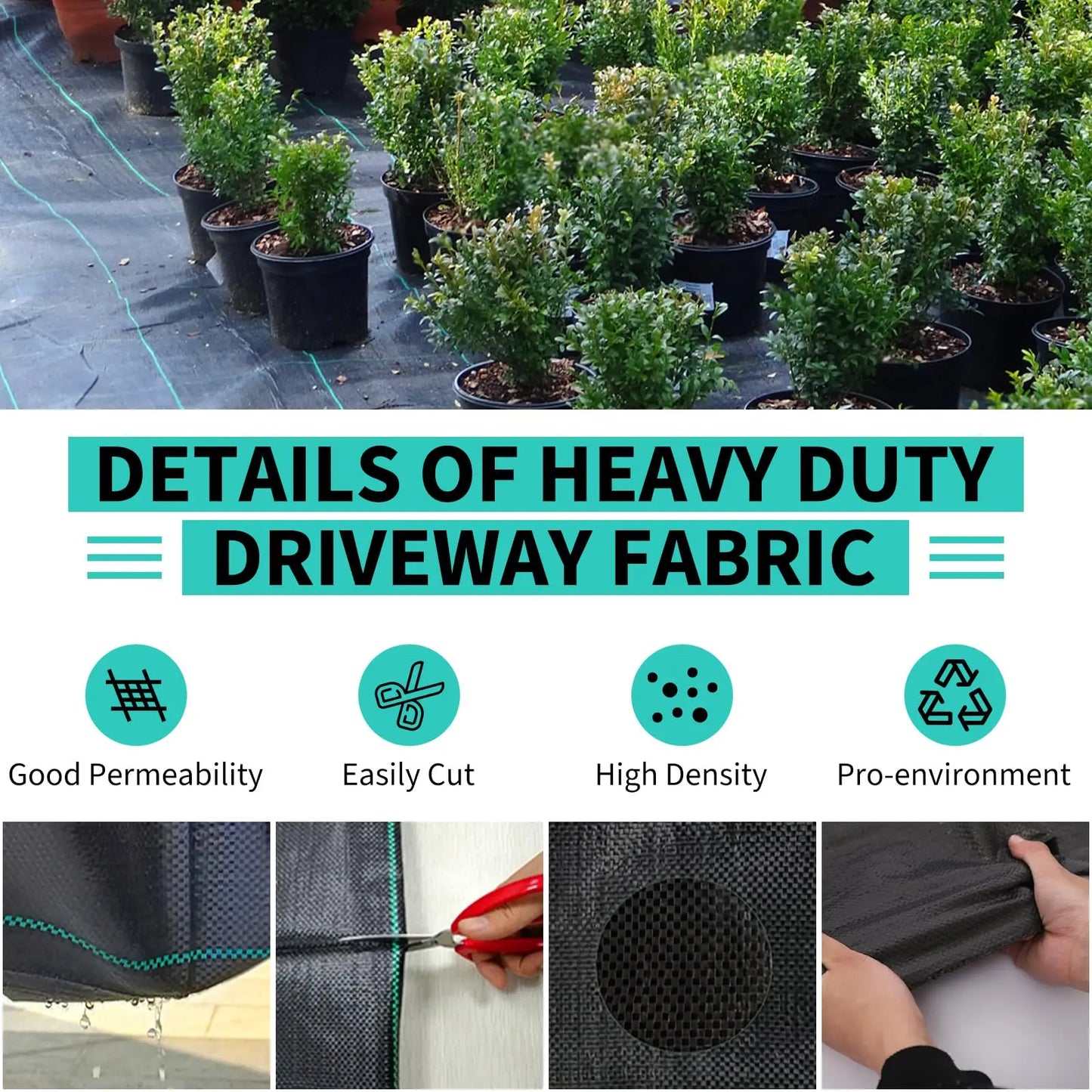 3/4/6*300/600FT Heavy Duty Weed Barrier Fabric