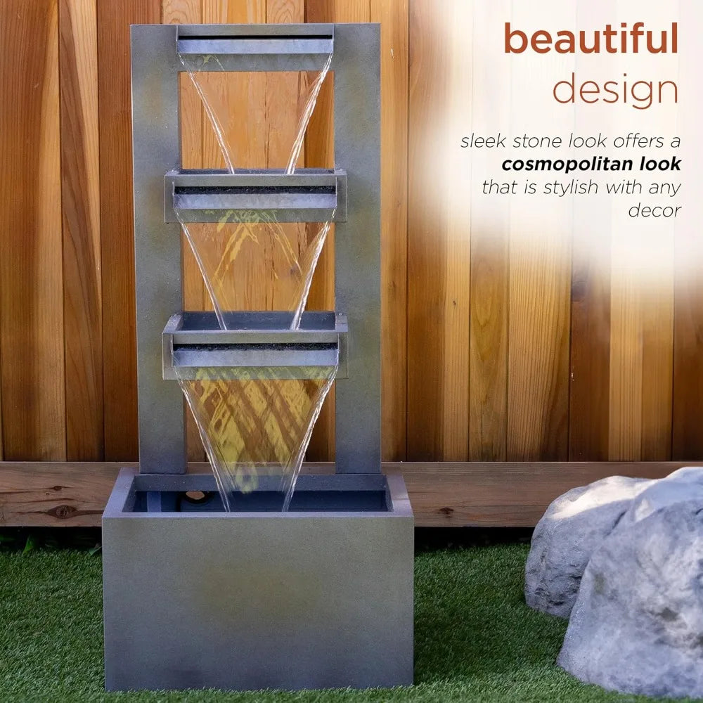 Outdoor Metal 3-Tier Waterfall Fountain