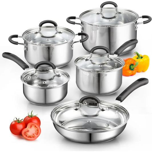 10-Piece Stainless Steel Cookware Sets