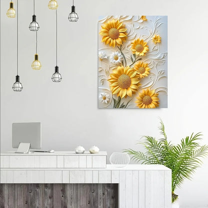 3D Relief Sunflower Canvas Art