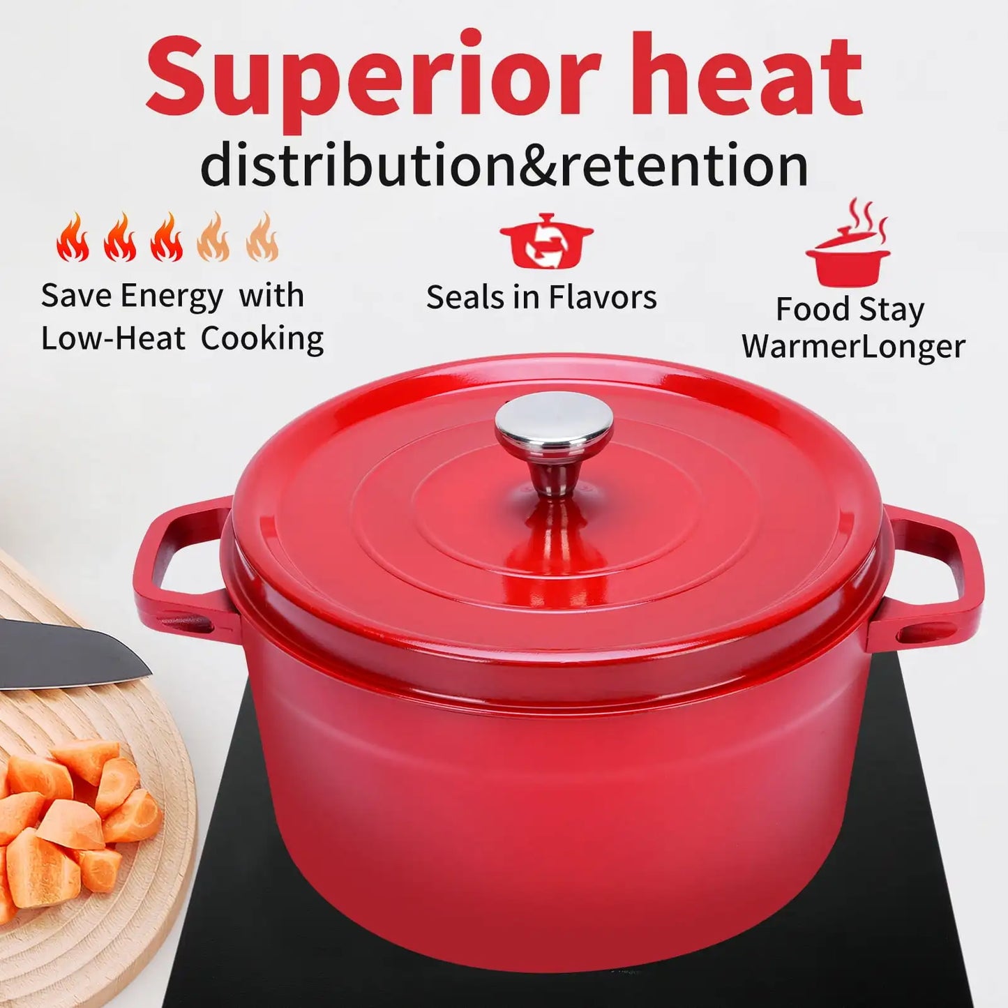 6.5 QT Cast Iron Dutch Oven with Lid