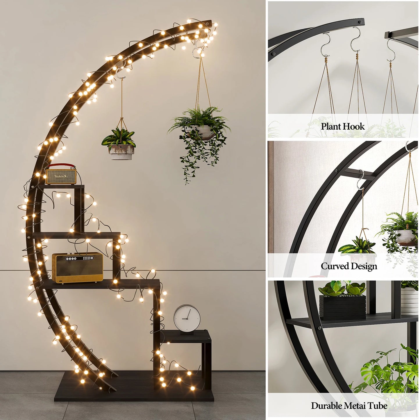 5 Tier Half Moon Flower Plant Stand-2 Pack