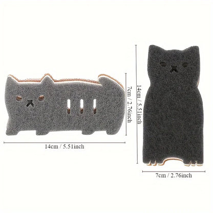 Innovative 4pcs Cute Cat Sponge Set for Kitchen