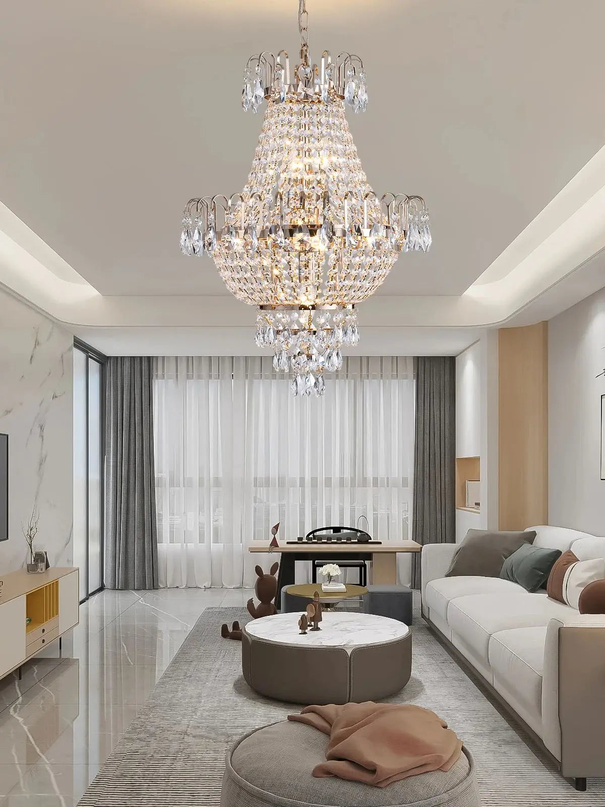 Elegant Gold and Crystal Chandelier