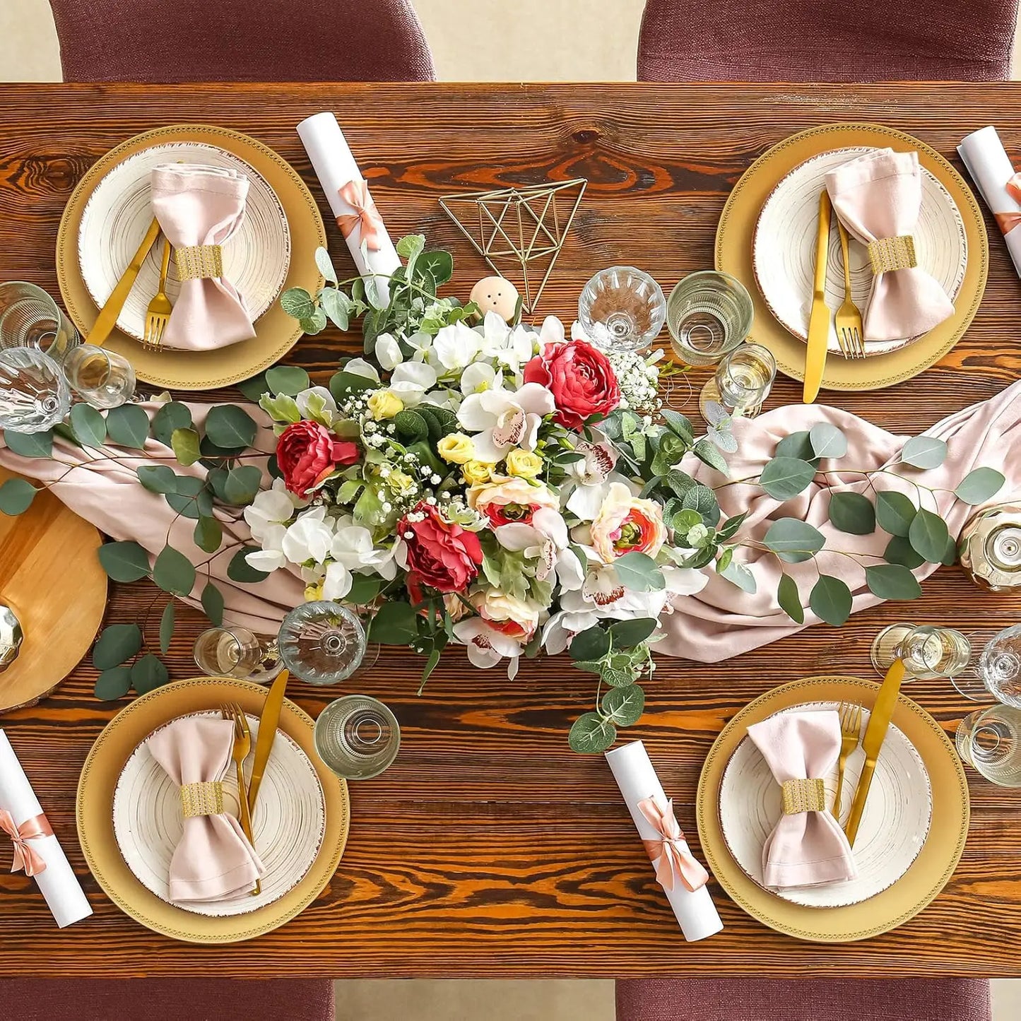 100 Pcs Charger Plates/Napkin Rings Included