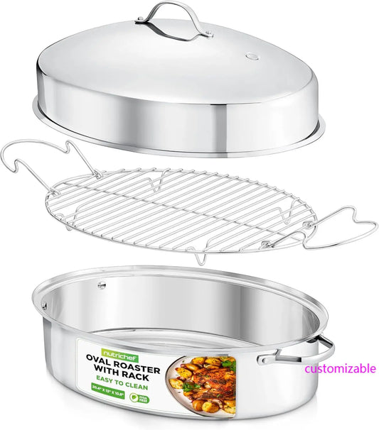 20" Oval Roasting Pan with Rack and Lid