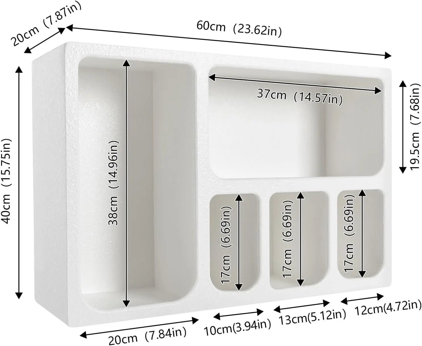 Floating Wall Shelf with 5 Compartments