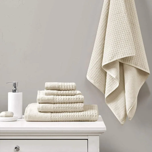 6 Piece Luxurious Waffle Weave Towel Set