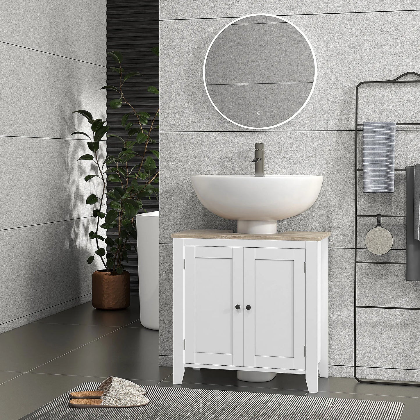 Pedestal Sink, with under Sink Cabinet