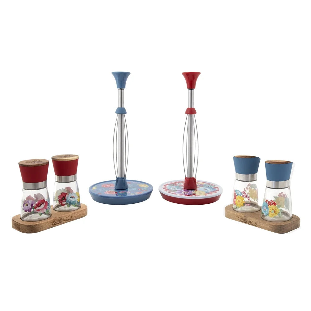 Salt and Pepper Grinder Set with Acacia Tray