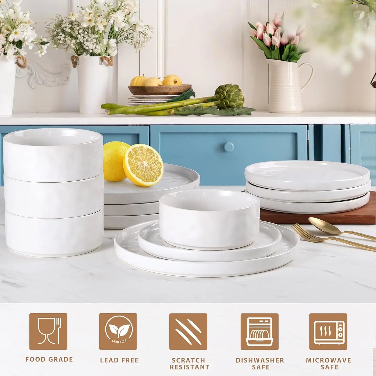 12 Piece Stoneware Dish Set