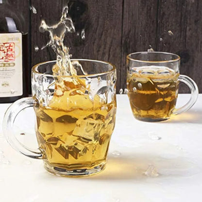 Set of 6 Large Glass Beer Mugs