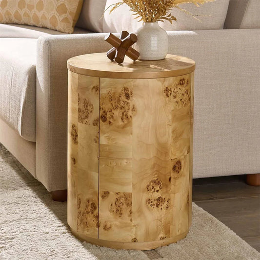 Unique Burlwood Round End Table