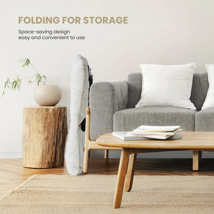 JHK 28IN Cozy Saucer Chairs Soft Faux Fur Large Size Folding Lounge Living Room Padded Seat Metal Frame Reading Chair Furniture