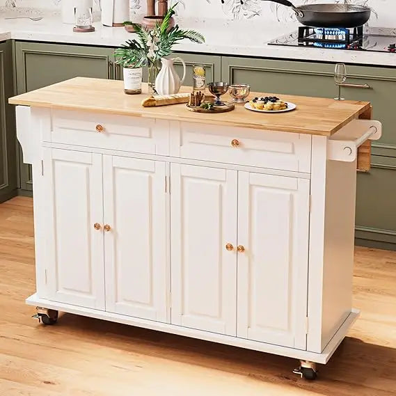 Rolling Kitchen Island with Drop Leaf