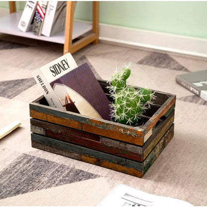 Set of 3 Rustic Distressed Wood Nesting Crates
