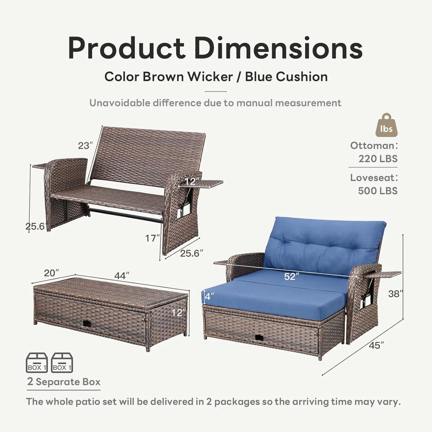 Oversize Wicker Lounger Recliner with Ottoman