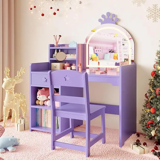 2 in 1 Princess Makeup Vanity Desk & Chair Set