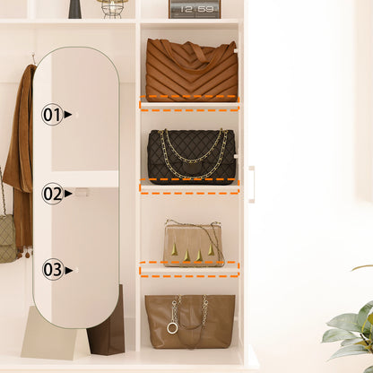Modern 5-in-1 Hall Tree with Shoe Bench & Mirror Door